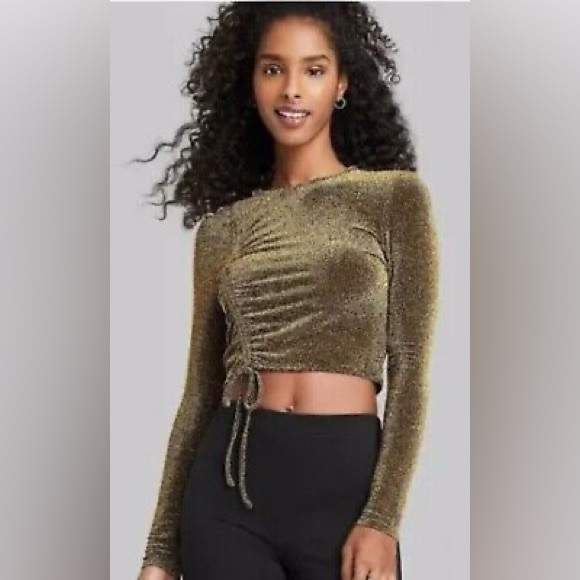 🌸LAST PRICE🍒🤍 WILD FABLE golden blouse ♥️ - Picture 1 of 8